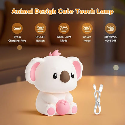 ICARER FAMILY Baby Night Light with Touch Sensor, Koala Rechargeable Nursery Lamp for Kids Room, Dimmable Soft LED Nightlight for Breastfeeding, Bedside, Sleep Aid (Koala)