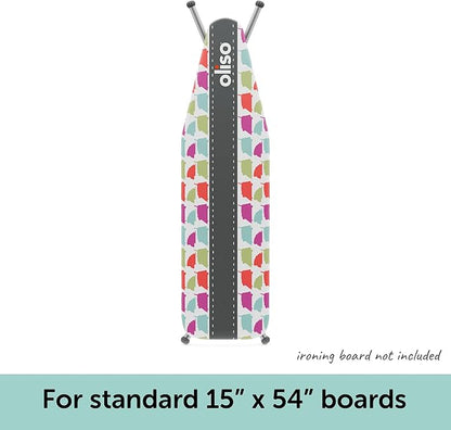 oliso Ironing Board Cover – 100% Cotton with Professional Felt Pad, Fits Standard 54" x 15" Boards – Secure Fit with Wide Elastic Edge & Adjustable Straps – Silhouette