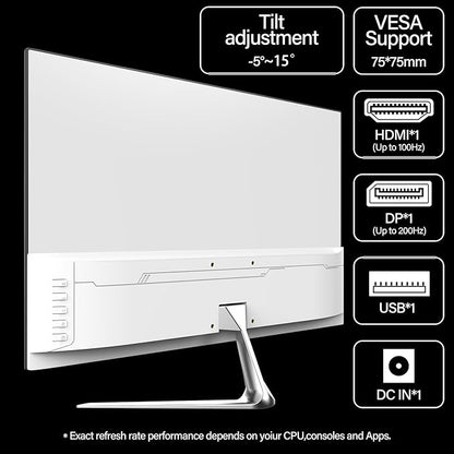 Gawfolk Gaming Monitor 24.5 Inch 200Hz Built-in Speakers, 180hz PC Monitor FHD 1080P Frameless Computer Monitors, VA,sRGB 100%, DisplayPort, HDMI, Eye Care, Wall Mount Compatible (White)