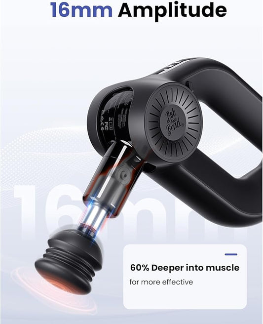 BOB AND BRAD D6 Pro Massage Gun Deep Tissue Percussion with 16mm Amplitude 85lbs Stall Force, FSA Eligible & HSA Approved Professional Muscle Massager for Athletes, Quiet Electric Back Massager