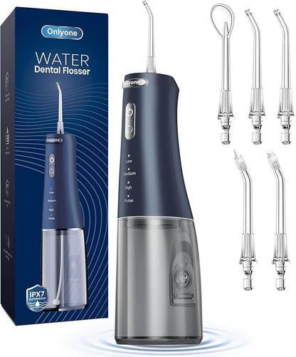 Onlyone Rechargeable Cordless Water Flosser with Adjustable Water Pressure for Daily Oral Care, Power Dental Flosser for Home and Travel Use, Portable Oral Irrigator for Sensitive Gums and Braces Care