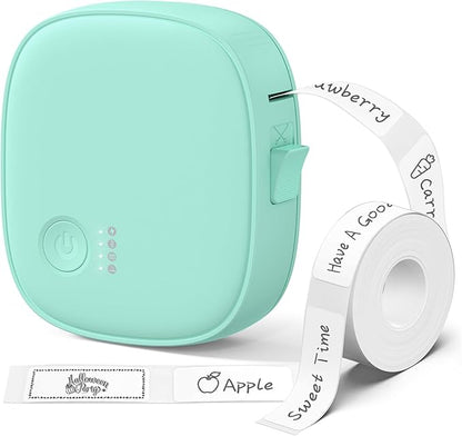 XenGro Mini Label Maker Machine with Tape AH-P05, Portable Bluetooth Mini Label Printer, Wireless Thermal Label Maker, Waterproof & Rechargeable, Built-in Cutter, for Home, Office, Kitchen – Green