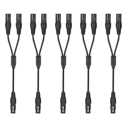 5 Pack XLR Splitter Cable,1 Female to 2 Male, 1.5FT Stereo Mic to L&R Audio Y-Splitter Cable