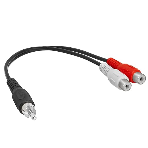 Cmple - One RCA Mono Male to Two RCA Stereo Female Y-Cable, Plug to 2 x Jack Y-Adapter Speaker Splitter Cab