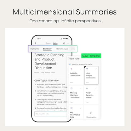 Plaud Note Pro AI Voice Recorder, Transcribe & Summarize with AI, App Control, Note Taker for Meetings & Calls, Supports 112 Languages, Ultra-Slim w/InstantView Display, Case Included, Silver