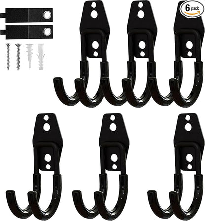 CRXCRC Garage Hooks, 6 Pack Small Round Wall Hooks for Hanging Heavy Duty Ladders, Bikes, Tools Ideal for Garage, Garden, Basement Utility Room Storage (Black)