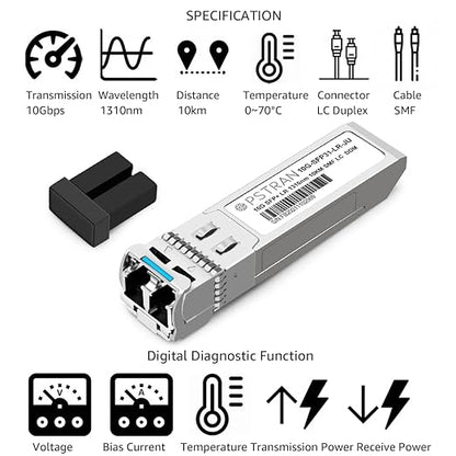 OPSTRAN 10GBASE-LR SFP+ Optical Transceiver Module Compatible with Juniper QFX-SFP-10GE-LR EX-SFP-10GE-LR SRX-SFP-10GE-LR 10G SFP+ LR 1310nm 10km DDM Duplex LC SMF