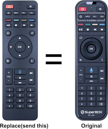 ZWP RC-200 Replacement Voice Remote Control Compatible for Superbox S5 Max /S5 Pro/Elite Ultra/Elite Pro+ /S6 max /S4 Pro /S6 Ultra (Without Voice for S4 Pro and S3 Pro)