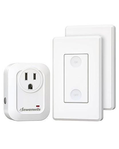DEWENWILS Wireless Remote Wall Switch and Outlet, No Wiring, On Off Power Plug, Expandable Remote Control Outlet Light Switch, 100Ft RF Range