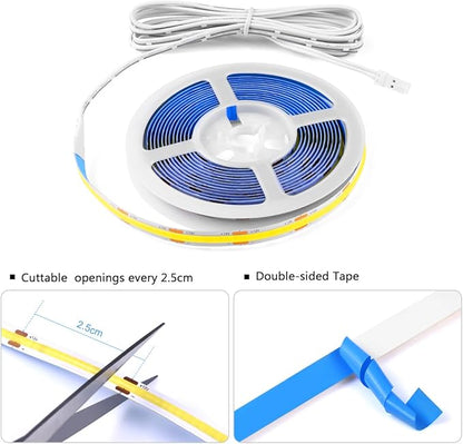 CHNMALITAI Under Cabinet LED Lighting kit, 6 PCS 6500K White LED Strip Lights Penetrable Wood Touch Dimmable COB LED Strip with 60W Adapter for Kitchen Cabinet,Counter,Shelf,TV Back,Showcase