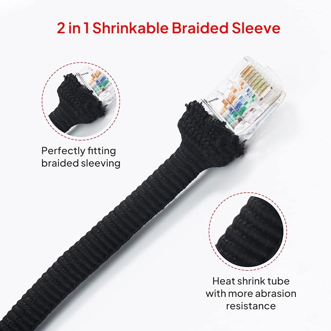 Sonoreboom 2 in 1 Heat Shrink Braided Sleeving Fabric Tubing-Ideal fit Irregular Shape Hose/Cable/Wire (1"(25mm), 22FT)