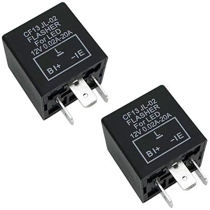 irhapsody 3-pin LED Flasher Relays CF13, Fixed 12V Electronic Blinker Relay, Pack of 2