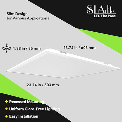 6Pack 2x2 LED Light Flat Panel,40/35/30/25/20W,5 Color Temps 2.7K/3K/3.5K/4K/5K,Dimmable (0-10V) Recessed Drop Ceiling Lights,5200 LM Fixture Flush Mount Ceiling for Office Kitchen Garage ETL Listed
