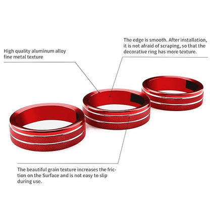 Auovo AC Knob Rings Covers Compatible with Subaru BRZ 2022-2026 for Toyota GR86 2022-2025 2026 Interior Accessories Air Climate Control Switch Knob Button Ring (Air Conditioning Knobs Cover-3PCS, Red)