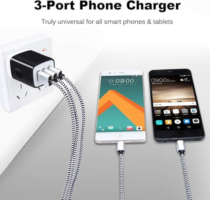 Wall Charger Adapter,USB Cubes,Sicodo 3Pack Universal Travel 3.1A 3 Muti Port Plug Charging Block Compatible with iPhone 16,15,14,13,12,SE 2020,11,X,Plus,Samsung GalaxyS24,S23,S22,S21,S20Ultra,Plus,LG