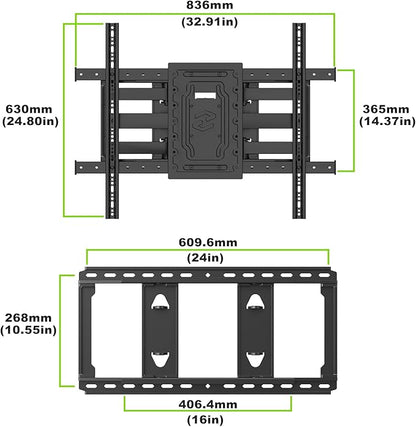 USX MOUNT Heavy Duty Full Motion TV Wall Mount for 60-100 Inch Large TVs, up to 220lbs, Swivel & Tilt, Preassembled TV Mount for 60" 65" 75" 80" 85" 90" 98" 100", Max VESA 800x600mm, Fits 12-24" Studs