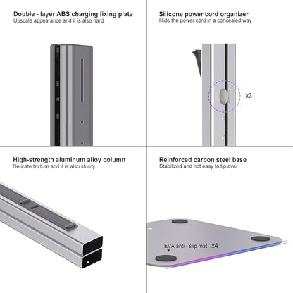 AIKOLZON Vacuum Stand for Dyson with Foldable Storage Hooks and Heavy-Duty Carbon Steel Base, No Drill Installation, Space-Saving Organizer for All Dyson Cordless Vacuums & Accessories