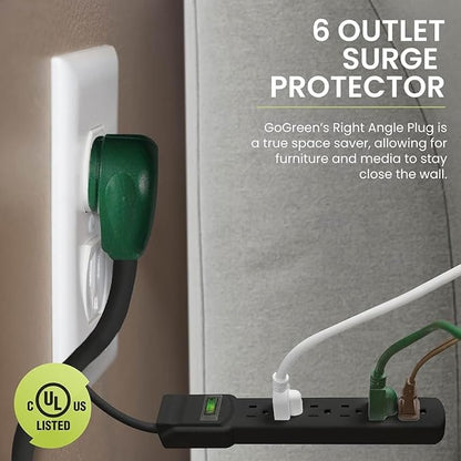 GoGreen Power Inc. (G-16106MSBK-2) 6 Outlet Surge Protector, 6FT Cord, Black, 2 Pack