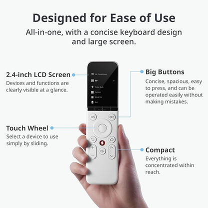 SwitchBot Universal Remote Control with Hub Mini Matter Enabled with Remote, Multi-use Smart Remote with Customize App, Control 25 IR/Bluetooth Devices and 10 Scenes