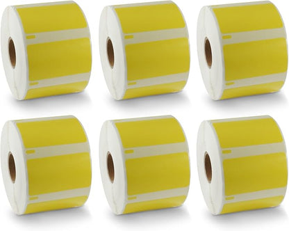 BETCKEY - Compatible DYMO 30334 (2-1/4" x 1-1/4") Medium Multipurpose Barcode/FNSKU Labels - Compatible with Rollo, DYMO Labelwriter 450, 4XL & Zebra Desktop Printers[6 Rolls, 6000 Labels, Yellow]