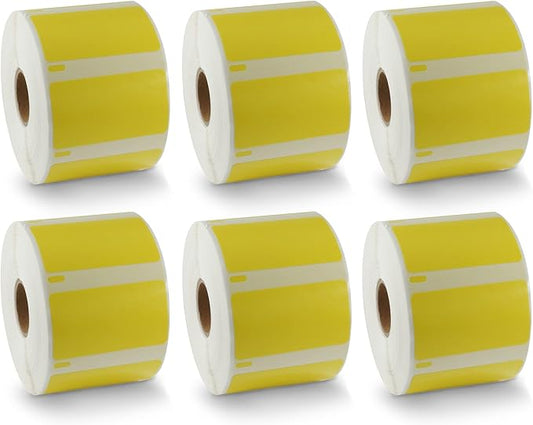 BETCKEY - Compatible DYMO 30334 (2-1/4" x 1-1/4") Medium Multipurpose Barcode/FNSKU Labels - Compatible with Rollo, DYMO Labelwriter 450, 4XL & Zebra Desktop Printers[6 Rolls, 6000 Labels, Yellow]