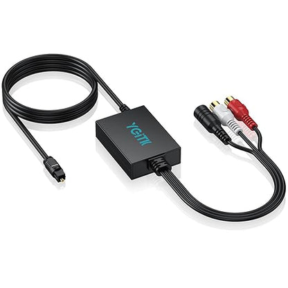 YGiTK 192kHz DAC Digital to Analog Audio Converter SPDIF to RCA+3.5mm Converter with Digital Audio Optical Cable,SPDIF Toslink Optical to RCA Converter for HDTV,DVD,Blu-Ray Players and Game Consoles