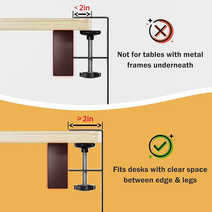 DELAMU Under Desk Cable Management Tray - Cable Management Tray No Drill with F-Clamp Design, Metal Mesh Cord Organizer, Sturdy Wire Organizers for Cords for Home Office Standing Desk, Black