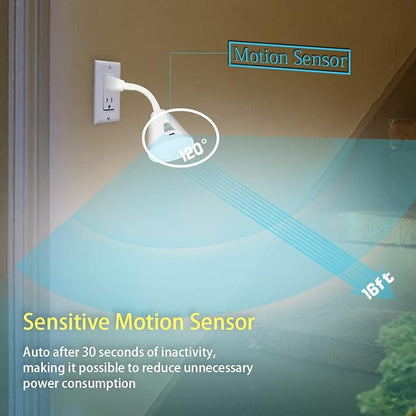 eyesfon Plug in Motion Sensor Night Light, LED Infrared Sensor Light 6W Light AC 85-265V PIR Infrared Sensor Motion Detector Light Bulb Lamp (White Light, US Plug)
