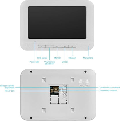 AMOCAM Video Intercom System, 7 Inche Monitor Wired Video Door Doorbell Kit, Outdoor IR Camera Door Intercom, Support Monitoring, 2-Way Audio Unlocking for Home
