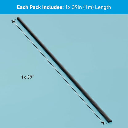 D-Line Half Round Cord Hider, Patented Cable Cover, Hide TV Wall Mount Wires, Raceway for Cords, Decorative Wire Covers, Paintable, Adhesive Cable Concealer, 1x 0.78in W x 0.39in H x 39in L, Black