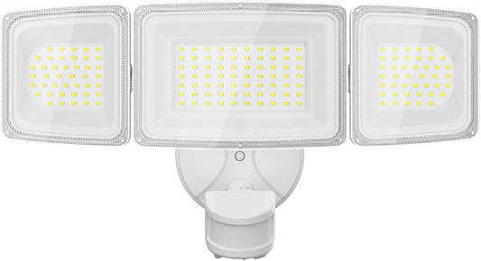 Onforu 100W LED Security Lights Motion Sensor Light Outdoor, 9000LM Ultra Bright, 6000K, IP65 Waterproof Flood Light Motion Detector with 3 Head, Exterior Floodlight Wall Light for Entryway, Garage