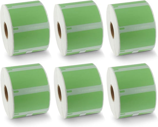 BETCKEY - Compatible DYMO 30334 (2-1/4" x 1-1/4") Medium Multipurpose Barcode/FNSKU Labels - Compatible with Rollo, DYMO Labelwriter 450, 4XL & Zebra Desktop Printers[6 Rolls, 6000 Labels, Green]