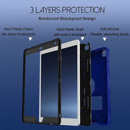 Rantice iPad 9th Generation Case, iPad 8th Generation Case, iPad 7th Generation Case, Hybrid Shockproof Drop Protection Cover with Kickstand for iPad 10.2'' 2021/2020/2019 Released(Klein Blue+Black)