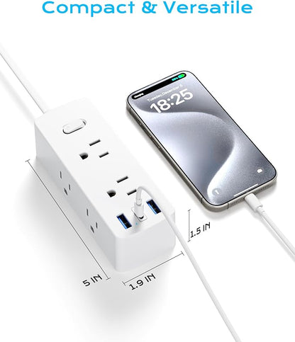 Italy Travel Plug Adapter, Olcorife US to Italy Type L Plug Adapter, International Power Strip with 6 Outlets and 3 USB(1 USB-C), 5 FT Cord for Italy Chile Ethiopia Libya