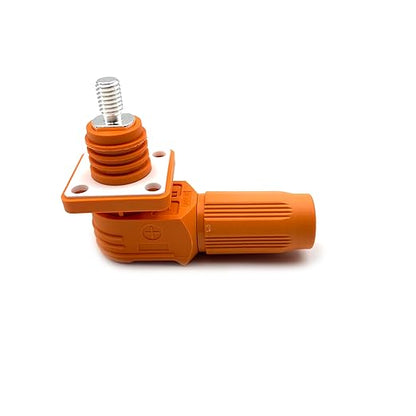 120A Battery Energy Storage Connector, 25mm² High Current Connectors IP67 Waterproof Stud Wiring Power Adapter Quick Plug Terminal Right Angle Plug and Socket （1000V Orange)