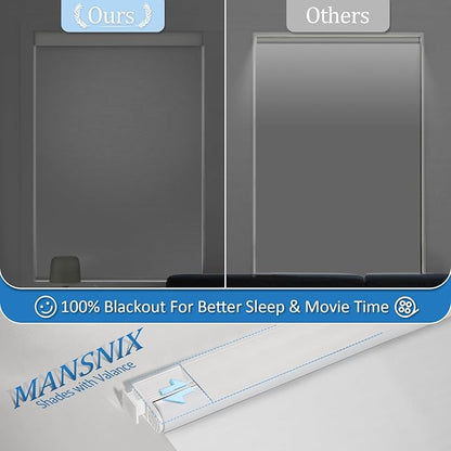MANSNIX Smart Motorized Blinds with Remote, Cordless No-Drill Automatic Roller Shades, Blackout Electric Blind for Windows, White, 38 x 72
