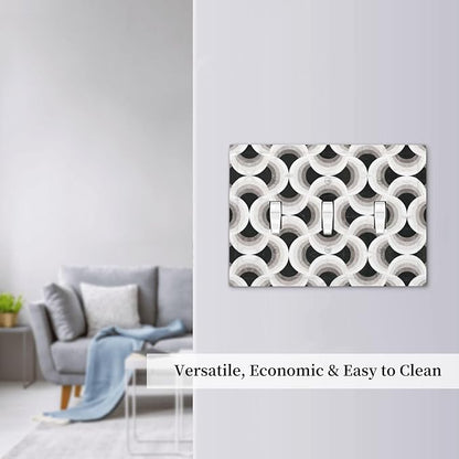 Bvtewkhz Black/White Art Marble 3 Gang Triple Toggle Decorative Light Switch Covers Electrical Faceplate Switch Plates for Bathroom Kitchen Home