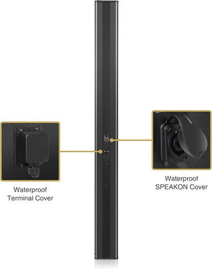 Sound Town Weatherproof Compact Aluminum Line Array Column Speaker with Wall Mount Bracket, 10 x 3 Woofers, 6 x 1.2 Dome Tweeters, Black, for Church, Indoor & Outdoor Installation (CARPO-M106B)