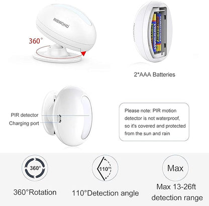 Wireless Motion Sensor Door Chime: Indoor Motion Detector Alarm Business Entry Doorbell Store Entrance Alert Bell Buzzer (1000Ft Range, 32 Tunes, 5 Level Volume) 2 Sensors 1 Receiver