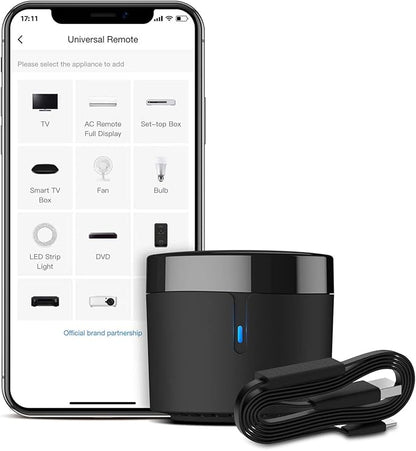 BroadLink RM4mini Smart Remote Hub with Sensor Cable -WiFi IR Blaster for TV Remote, Smart AC Controller, Works with Alexa/Google Home/IFTTT