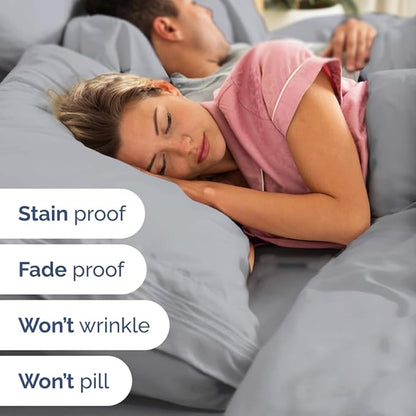 Full XL Bed Sheet Set - 4 Piece Extra Long Extended Full XL Sheets - Soft, Breathable & Cooling - Fits 8” to 16" Mattress w/ Deep Pockets - 54" x 80" - Easy-Fit, Wrinkle & Fade Resistant - Steel Blue