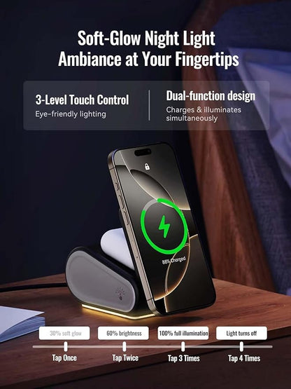 4 in 1 Wireless Charger for iPhone, Mag-Safe Charger for iPhone 16/15/14 Series, Airpods Pro 2, iWatch Series 10/9/8/7, Foldable Charging Station for Apple Multiple Devices
