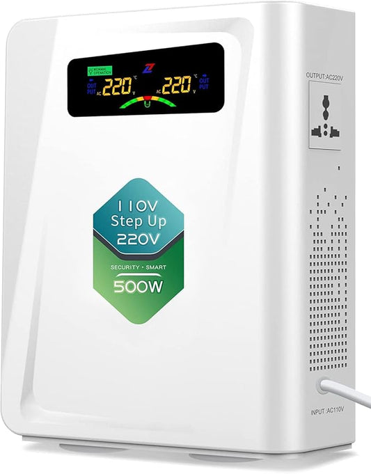 Voltage Converter 110 to 220 Step Up Transformer 500W, No Noise, Ten Protection Functions, CE & CQC Certified ，Using 220V Asia Euro Appliance in US