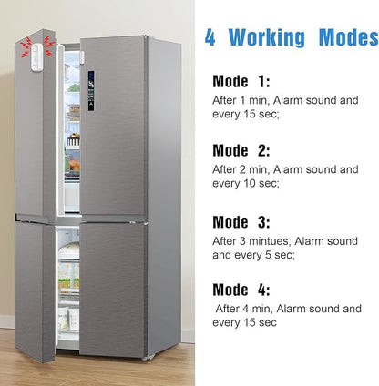 DAYTECH Freezer Door Alarm with Delay 1/2/3/4 mins When Left Open Window Chime Close Doors Reminder Refrigerator Door Alarm 0 to 120 dB for Fridge Home Store Office 2 Sets White