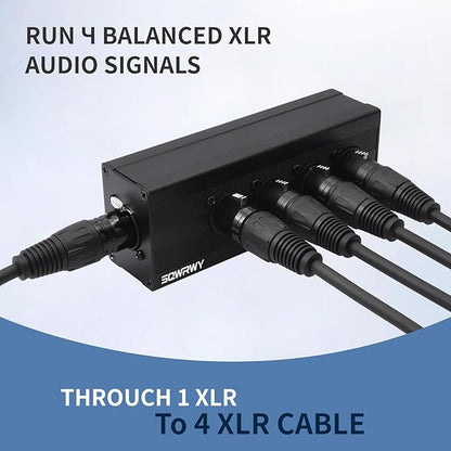 SQWRWY XLR 1 Female to 4 Male Passive Splitter | 4-Channel Galvanic Distribution for Zero-Latency Audio & DMX Adapter 4Way 1Pack