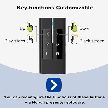 Norwii Wireless Presenter Remote for PowerPoint, Presentation Remote Control Clicker with Complete Air Mouse Function, Handheld Mouse Clicker for Mac, Computer, Laptop, Google Slides, N99