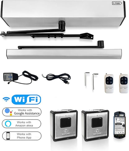 Olideauto Olide-120B Sensor Open Automatic Touchless Swing Door with 2pcs Olide-512 Touchless Wireless Wave to Open Switch