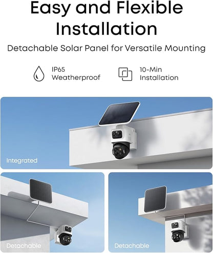 eufy Security eufyCam S4 2-Cam Kit,4K Solar Camera Wireless Outdoor, Triple Lens Bullet-PTZ Cam, 360° View, Cross-Cam Track, Al Recognition, 8X Zoom, Color Night Vision, 0 Monthly Fee, Local Storage