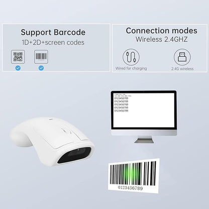 THARO New Wireless Mouse Barcode Scanner, 2-in-1 Design 2D Handheld Barcode Scanner with Wireless Mouse Functions for POS System,Store,Supermarket, Warehouse.(Black)