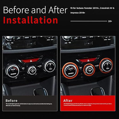 Auovo AC Climate Control Knob Outer Ring Covers Accessories for Forester 2019-2024 Crosstrek 2018-2023 Impreza 2017-2023 Interior for Car Air Condition Switch Control Trim (Red Orange)